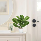 GnFlus Fake Plant Artificial Fiddle Leaf Fig Plant in White Pot for Indoor Outdoor Farmhouse Living Room Shelf Home Office Decor