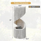 30" H Outdoor Water Fountain with LED Light, S-Shaped Modern Curved Outdoor Fountain, Spiral Column Fountain, Decorative Waterfall Feature with Flat Top Plant Display for Garden, Patio Decor