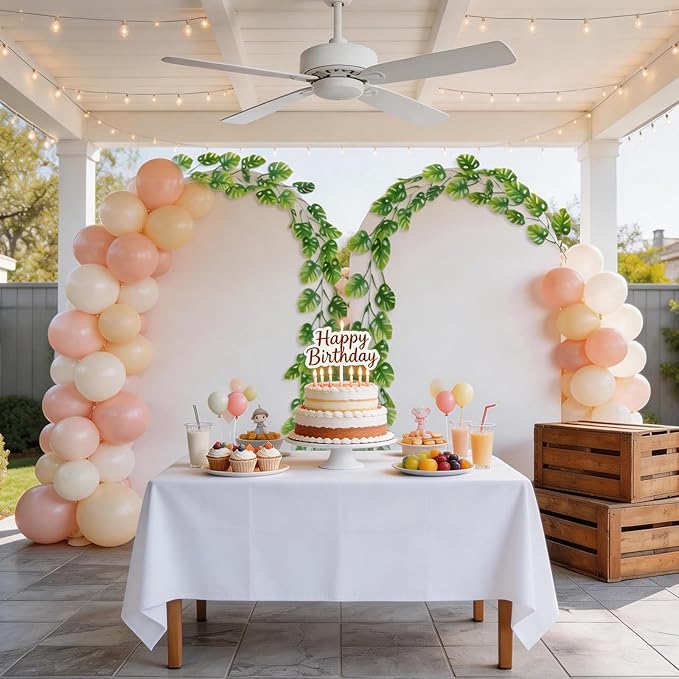 8Pcs Artificial Tropical Leaves Garland, 5.9FT Fake Monstera Leaves Vines Hanging Plant Ivy Faux Palm Leaf Greenery Garland for Garden Porch Patio Jungle Beach Birthday Party Indoor Outdoor