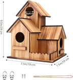 Bird Houses for Outside, 3-Hole Large Wooden Birdhouse for Bluebirds Finches Cardinal Hummingbird, Bird House for Outdoors Hanging Bird House Clearance Garden Courtyard Decor