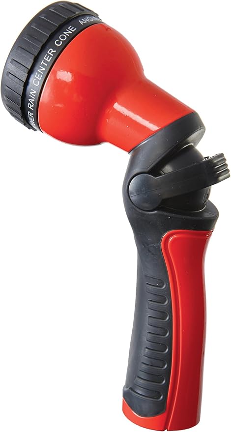 Dramm One Touch Revolution 9 Pattern Spray Gun with Thumb Control Water Flow, Perfect for Water Restricted Areas when Watering Plants, Pots, Baskets, Vegetables, Red