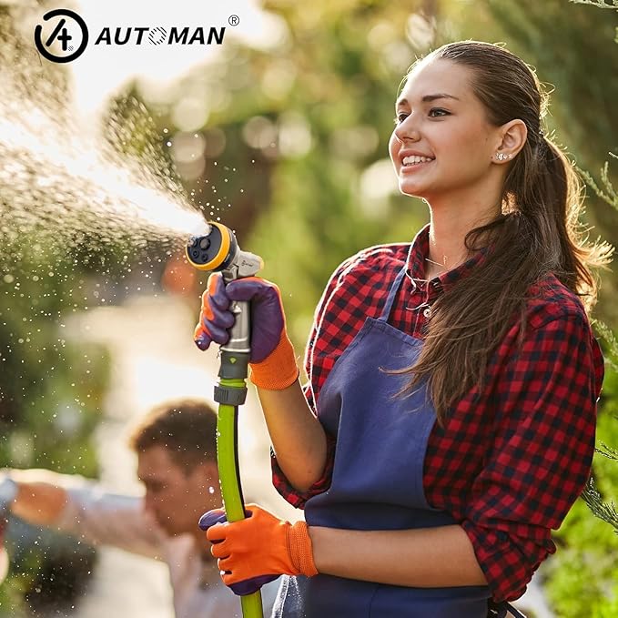 AUTOMAN Garden Nozzle Sprayer, 2 Pack High Pressure Spray Nozzle, 100% Metal Water Hose Nozzle, 7 Patterns Watering Nozzle, Heavy Duty Sprayer Garden Nozzle for Watering Plants & Lawns, Washing Cars