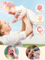 Geyoga 12 Pieces Newborn Hat Mittens Gloves Set Baby Boys Girls Cotton Baby Beanie for 0-12 Months