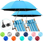 2 PACK Beach Umbrella with Clamp, 360 ° Adjustable Umbrellas for Chair, UPF50+ Umbrella for Beach Chair, Patio Chair, Wheelchair, Camping Chair, Golf Carts (Chair Not Included)