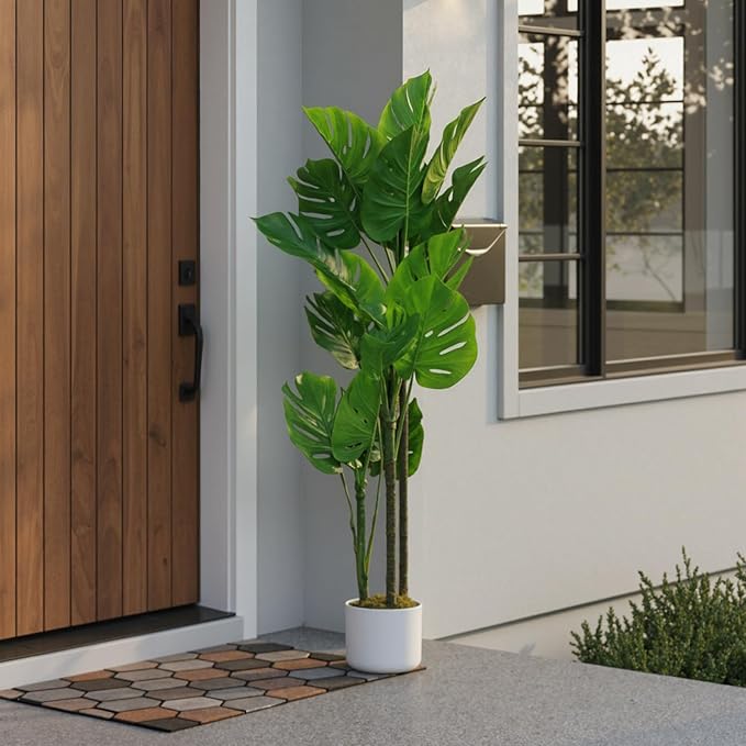Garvee 3.6FT Artificial Monstera Plant with Natural Leaves, in Pot, Evergreen Floor Plants in Pot, for Home Office Decor