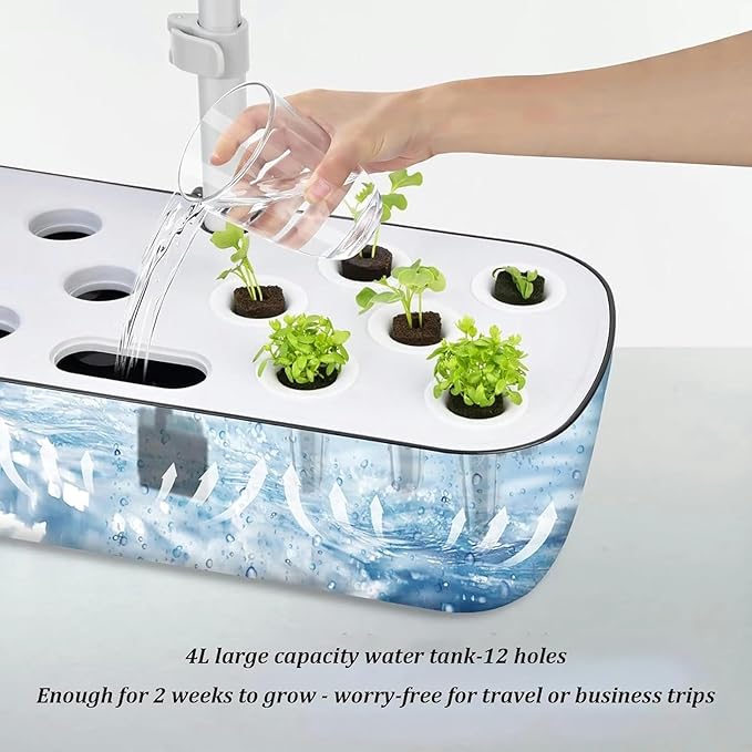 FLTRGO Indoor Hydroponic System,Aeroponics Growing Kit,Indoor Hydroponics Growing System,for Herbs, Fruits and Vegetables,with Hydrating Pump, Adapter, Net Pots.