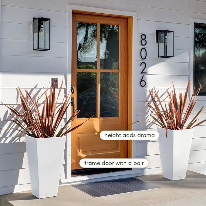 Veradek V-Resin Indoor/Outdoor Taper Planter, Set of 2 (30 inch, White)