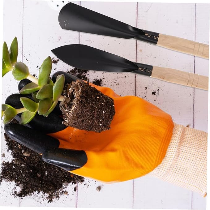 Toyvian 1set Garden Tool Kit Indoor Gardening Tools Wooden Handles for Potted Plants Bonsai Care and Flower