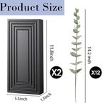 Wooden Wall Planter Vase, 2 Pack Black Wood Hanging Vases with Fake Eucalyptus for Indoor Modern Boho Farmhouse Wall Art Decor for Home Indoor Kitchen Modern Farmhouse Bathroom