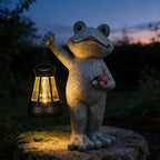 Frog Garden Statue Gifts Decor with Solar Outdoor Lantern for Patio Pathway Art Housewarming for Yard Decoration Lawn Ornament Gardening Gifts for Women Mom Grandma