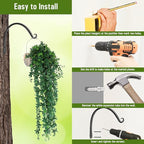 FEED GARDEN 2 Pack 10 Inch Hanging Plant Bracket Wall Hooks Decorative Plant Hangers for Outdoor Hanging Bird Feeders, Wind Chimes, Plant Baskets, Black