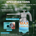 Garden Hand Pump Sprayer 1/2 Gallon - 68 Oz Leak-Proof Handheld Pressure Sprayer with 360° Extended Spray Rod, Adjustable Nozzle & Safety Valve, Water Mister Spray Bottle for Plants (2L)