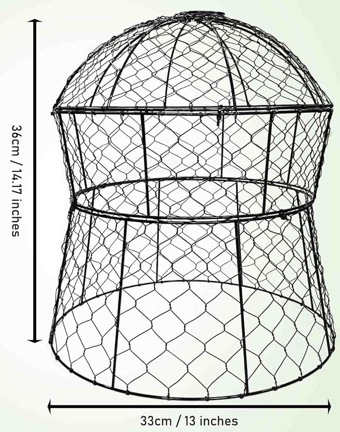 Garden Cloches for Plants 2 Pack Metal Plant Protectors from Animals Chicken Wire Cloche Updated Plant Cages for Outdoor Plants Vegetables Seedlings 13" D x 14" H
