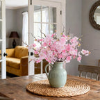 INXUGAO 12 PCS Faux Cherry Blossom Branches Decor 18.11 Inch Fake Artificial Cherry Flowers for Home Indoor Decoration Vase Arrangement Table Living Room Bedroom Spring Decor