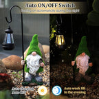 VChymm Flocked Solar Garden Gnomes Outdoor Statues 15.8”Outdoor Garden Decor LED Outdoor Decor Light Unique Housewarming Gifts Yard Art Sculptures for Patio Lawn Ornaments