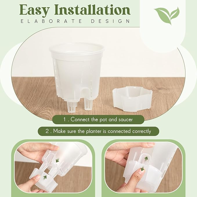Wonderjune Self Watering Pots for Indoor Plants with Deep Reservoir and High Drainage Holes for Outdoor Plants and Flowers, Bare Root Planter (4.72'',Clear,1 Pcs)
