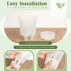 Wonderjune Self Watering Pots for Indoor Plants with Deep Reservoir and High Drainage Holes for Outdoor Plants and Flowers, Bare Root Planter(4.72'',Clear,6 Pcs)