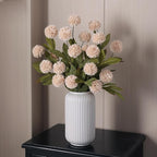 VIERENA 6 Pcs Faux Silk Pompon Mum Artificial Flowers for Vase -27", Bulk Fake Chrysanth Branches with Stems for DIY Bouquet Centerpieces Wedding Fillers Arrangements Shower Decorations (Beige)