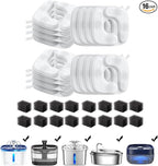 Veken Cat Water Fountain Filters, 16 Pack Replacement Filters & 16 Pack Replacement Pre-Filter Sponges Set for 50oz, 84oz, 95oz or 108oz Automatic Pet Fountain Dog Water Dispenser