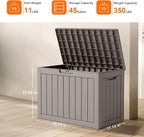 PatioZen 45 Gallon Resin Deck Box, Lockable Patio Outdoor Storage Box for Furniture, Garden Tools and Tools Storage, Waterproof Outside Storage Boxes - Grey