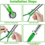 Edger Lawn Tool - 67 inch Wheel Rotary Lawn Edger with Adjustable Stainless Steel Handle, Grass Edge Trimmer for Sidewalks, Driveways & Landscaping (Green)