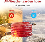 Garden Hose 100 ft x 5/8” Hot/Cold Water Hose,-50°F to 190°F,Burst 600Psi Flexible & Lightweight Upgraded Rubber Hoses,3/4” Solid Fittings for All-weather Outdoor Lawn & Garden