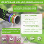 Non-Expanding Garden Hose 25 ft, Lightweight Hose & Flexible Water Hose With 10-Pattern Spray Nozzle, Kink-Free Design, Durable Leakproof Yard Outdoor Hose, Portable Storage Strap, 25 Feet