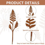 12 Pieces Rustic Metal Flowers and Plants Garden Stakes Rusty Plant Shaped Decoration Fern Leaf Decor for Flower Arrangements Potted Plants Patio Lawn Yard Walkway and Outdoor Courtyard Decoration