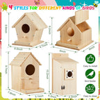 Liliful 4 Pack Birdhouse Crafts for Kids, Wooden Creative DIY Bird House Kits Arts and Crafts Set for Kids and Adults, Spring Birthday Gifts for Toddlers Ages (Playful Style)