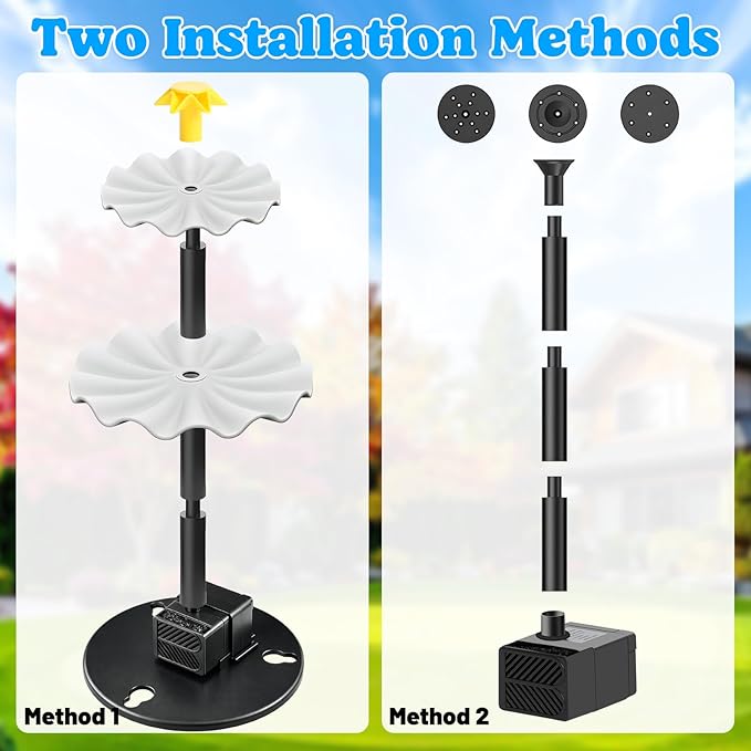 Solar Water Fountain for Bird Bath, 2.5W DIY Solar Powered Fountain Pump Kit with 4 Spray Nozzles, 9.54FT Cable for Birdbath, Garden, Pond, Pool, Outdoor