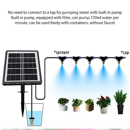 Solar Drip Irrigation System, Automatic Timing Plant Watering Devices Solar Water Pump Ip67 Garden Irrigation System for Greenhouse Garden Lawn