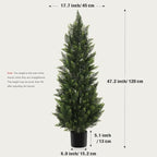 Outdoor Artificial Cedar Topiary Tree, Faux Evergreen Shrubs for Front Porch Decor, Lifelike Fake Bushes Plants for Home Living Room Front Door Decor (1, 4ft)