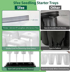 Sfee 10 Pack Seed Starter Tray Kit, 120 Cells Seedling Starter Trays with Humidity Dome and Base Greenhouse Growing Trays, Reusable Seedling Tray with Garden Tools Labels (Black)