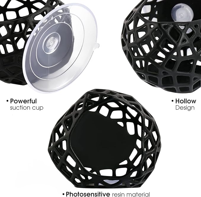Aquarium Plant Holder with Suction Cups - Hanging Planter for Aquatic Plants, Fish Tank Decoration & Cultivation Tool (Black)