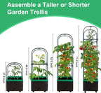 Yhtpouqe Raised Garden Bed with Self Watering Garden Pots, Planter Box with Trellis for Climbing Plants Vegetable Vine Flowers, Tomato Cage Planter for Indoor Outdoor Yard Greenhouse Use