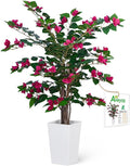 Aveyas 3ft Artificial Bougainvillea Tree with Flowers, 3 Feet Faux Floor Plant Fake Silk Blooming Trees with Pot for Indoor Outdoor Home Decor,House Living Room Office (3 ft Tall Including Raised Pot)
