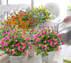 Grunyia 10 Bundles Artificial Fake Flowers, Faux Outdoor Plastic Plants UV Resistant Shrubs Outside Indoor Decorations (Pink-Eucalyptus)