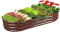 Rakukiri Raised Garden Bed GRS Certified Galvanized Planter Box Outdoor, 8ft Oval Rot-Resistant Metal Garden Bed Planter, Recycled Material Planter for Vegetables Flowers Herbs (Brown)