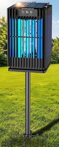 Solar Bug Zapper Outdoor, Solar Mosquito Zapper Outdoor with Ground Bracket, AUTO On/Off Solar Fly Zapper with Illuminated Light, Rechargeable Cordless Mosquito Traps for Camping Paito Backyard Garden