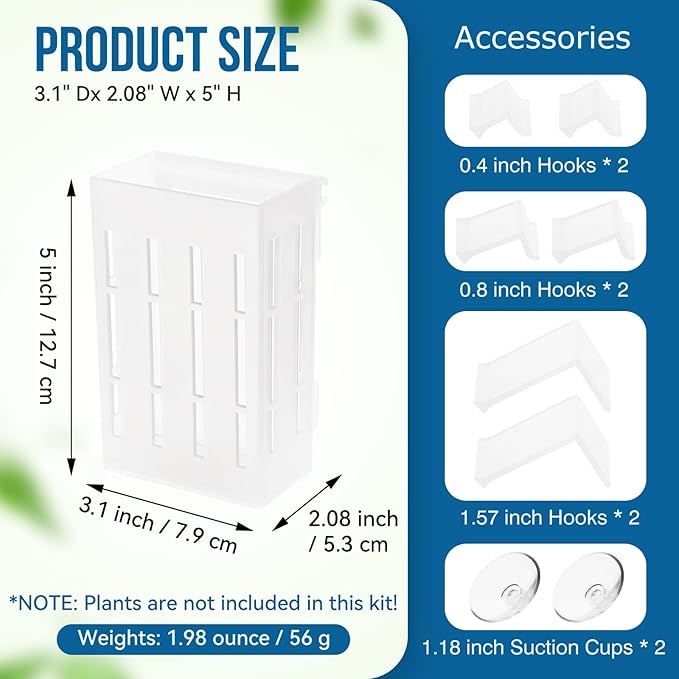 Borlech Upgraded Large Aquarium Plant Holder with Hooks and Suction Cups for Fish Tank Aquaponic Plant Cultivation and Aquascape Decorations (Semitransparent)