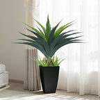Artificial Spiked Agave Plant 2.5ft, 30 Inch Tall Fake Aloe Vera Plants in Black Pot, Fake Floor Plant Indoor Outdoor for Front Porch Patio Home Office Door Step Decor 1PCS