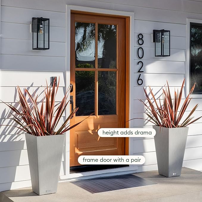 Veradek V-Resin Indoor/Outdoor Taper Planter, 2-Pack (26 inch, Grey)