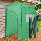 EAGLE PEAK 9x4 Portable Walk in Greenhouse, Pop Up Indoor Outdoor Greenhouse, Green House Kit with Zippered Roll-Up Doors and Windows, Lean-to Design, PE Cover, Clear/Green