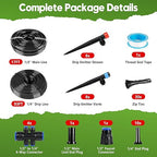 100FT Drip Irrigation System Kit, Automatic Garden Watering System Quick-Connect Adjustable Sprinklers for Raised Garden Beds, Greenhouse, Yard, Lawn, Plant with 1/2" & 1/4" Tubing and Accessories