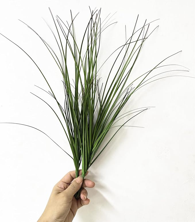 Artificial Wheat Grass Plants Fake Greenery Faux Onion Stems Plastic Plant Flowers Shrubs for Indoor Room Home Office Outdoor Decor Garden Porch Gardening Wedding Party DIY Wreath Decoration - 16 Pack
