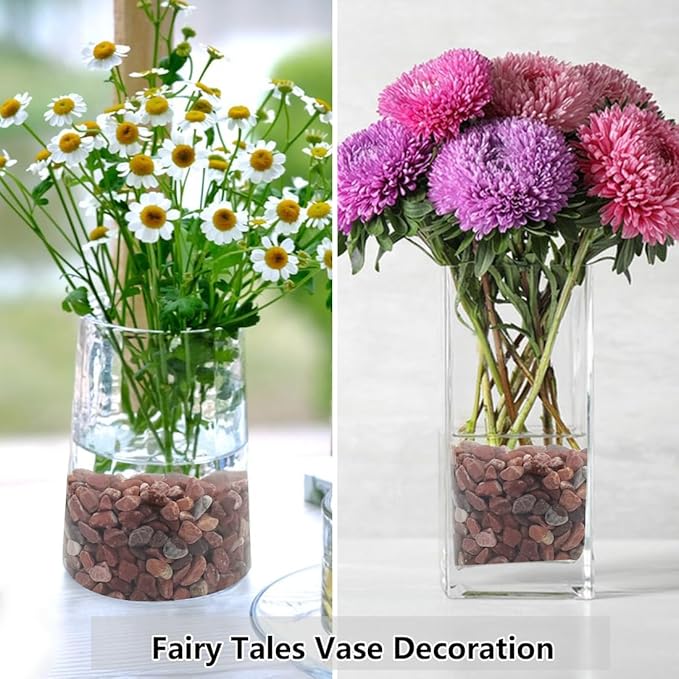 YISZM 2LB Succulent and Cactus Gravel Pebbles, 1/5 Inch Natural Decorative Polished Stones, River Rocks for Vases Gardening Indoor and Outdoor Decorative Rocks, Red