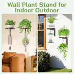 iDavosic.ly Wall Plant Holder Set of 2 for Indoor Outdoor, Metal Hanger with 2 Hooks, Floating Flower Display Stand for Window, Space Saving & Easy to Assemble (Pots/Plants Not Included), Bronze