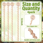 4 Pcs 13.5 Inch Electroculture Plant Stakes Copper Coil Plant Stakes for Garden Electroculture Antenna Garden Stake Wood Wrapped for Vegetable Flowers