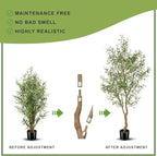 7ft Faux Olive Tree - Fake Potted Olive Silk Tree with Planter Natural Olive Branches and Realistic Leaves Artificial Tree for Home House Office Decor Indoor