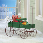 Collections Etc Amish Wagon Decorative Indoor/Outdoor Garden Backyard Planter, Green